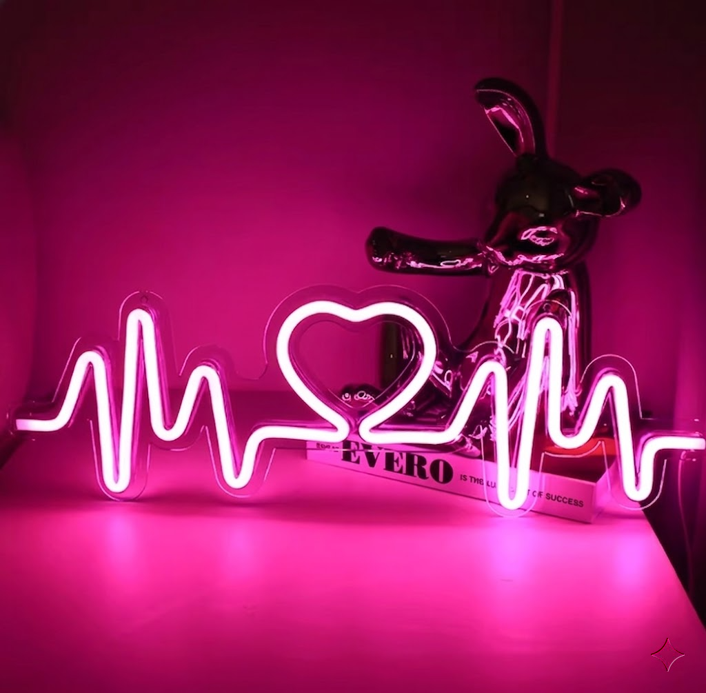 Heartbeat Love LED Neon Sign Romantic Wall Decor for Bedroom Wedding