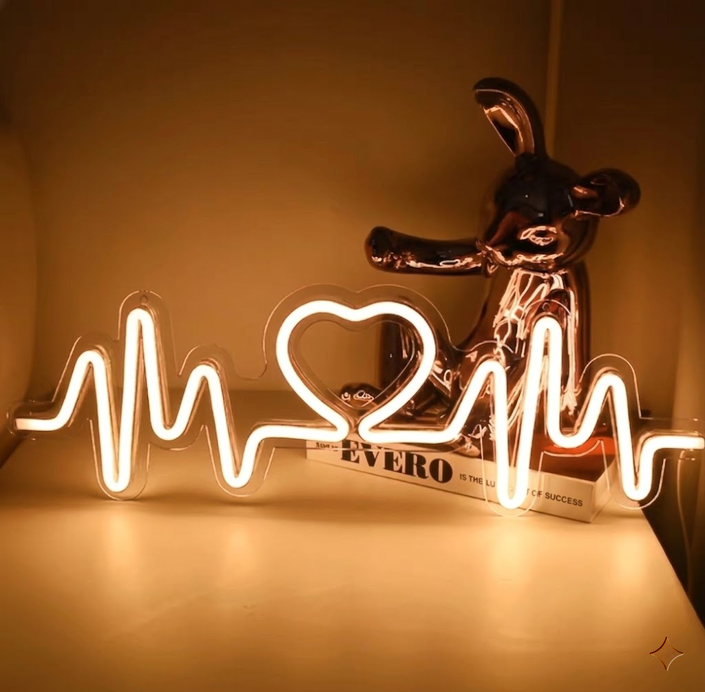 Heartbeat Love LED Neon Sign Romantic Wall Decor for Bedroom Wedding