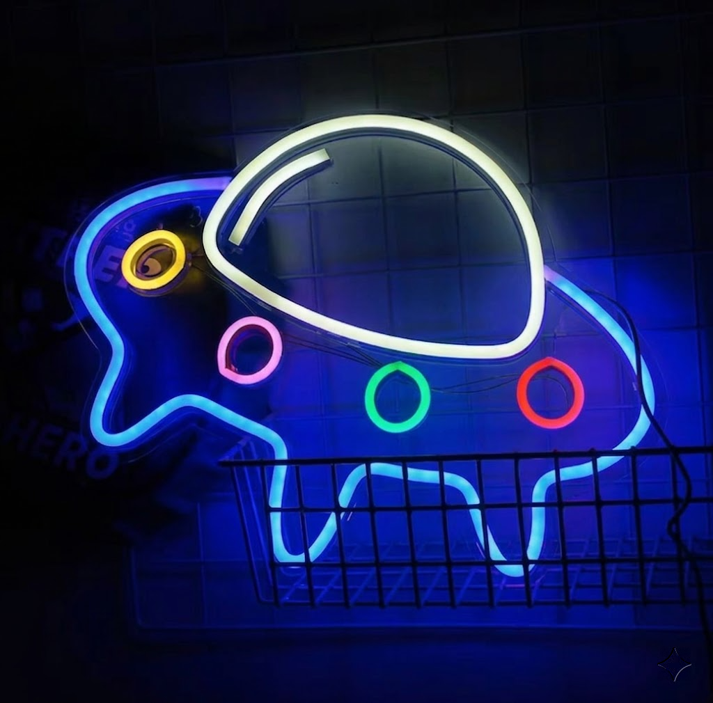 UFO LED Neon Sign for Kids Room Space Wall Decor