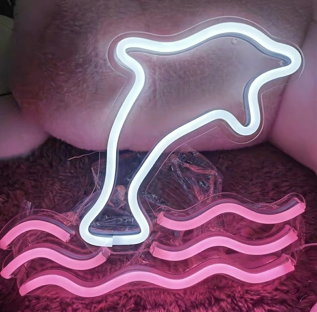 Dolphin Wave LED Neon Sign Pink Light for Bedroom Beach Room Decor Gift