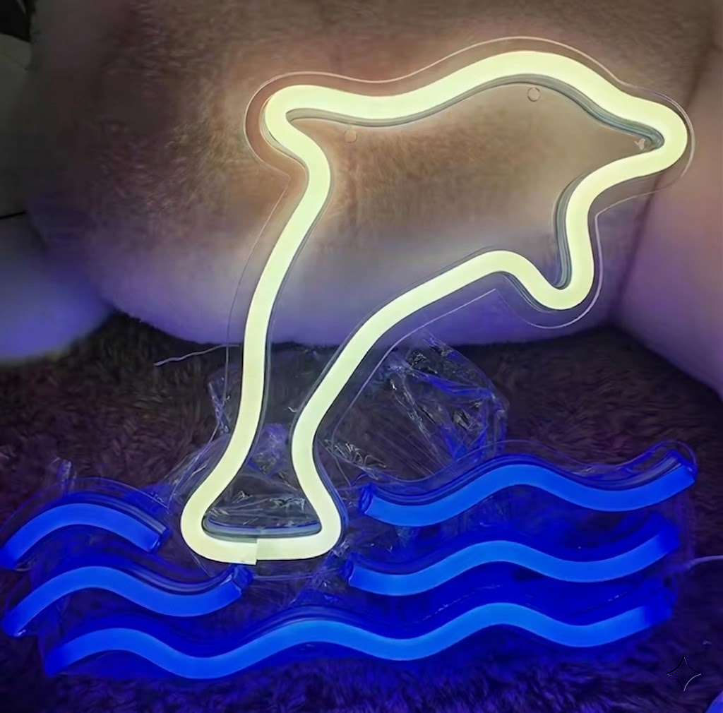 Dolphin Wave LED Neon Sign Pink Light for Bedroom Beach Room Decor Gift