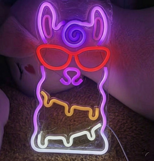 Cool Dog LED Neon Sign with Sunglasses for Bedroom Fun Room Decor Gift