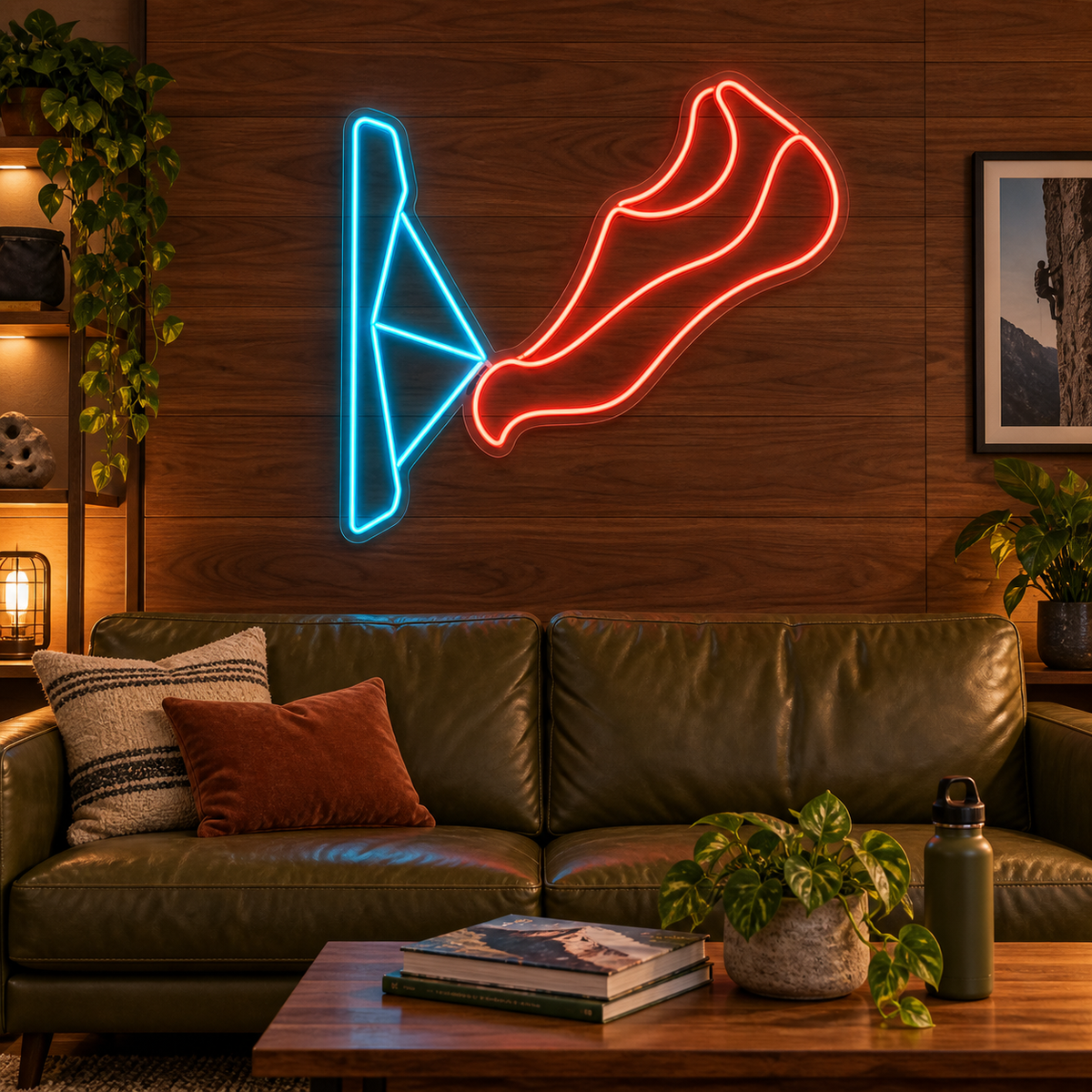 Climbing Shoe LED Neon Sign for Climbing Gyms - interior setting