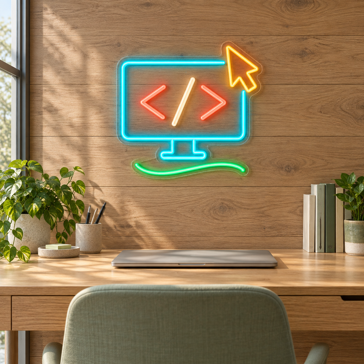 Code Monitor & Cursor LED Neon Sign for Coding Schools - interior setting