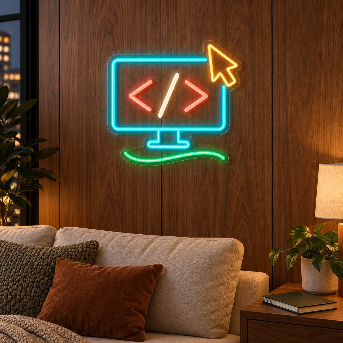 Code Monitor & Cursor LED Neon Sign for Coding Schools - interior setting