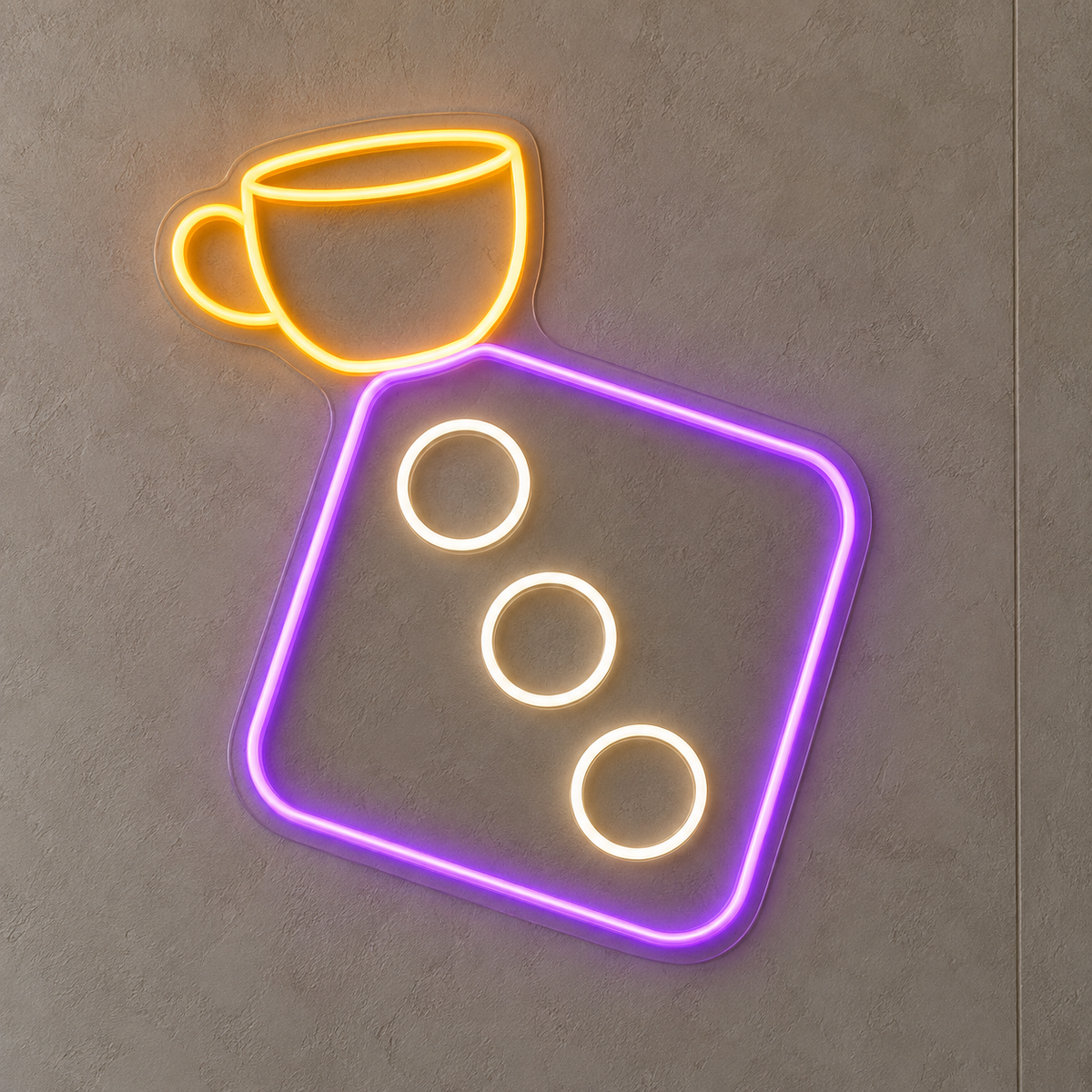Coffee & Dice LED Neon Sign for Board Game Cafes - design reference