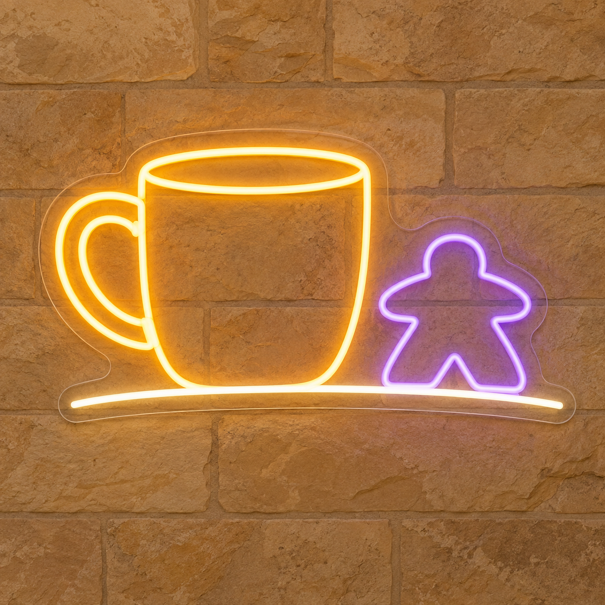 Coffee & Meeple LED Neon Sign for Board Game Cafes - design reference