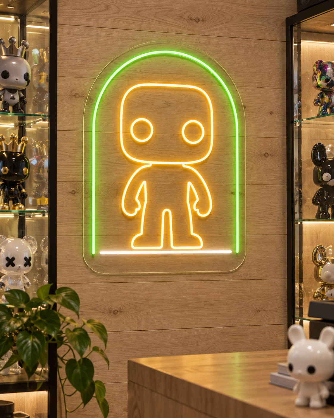 Collectible Figure Display LED Neon Sign for Collectibles Displays - interior setting