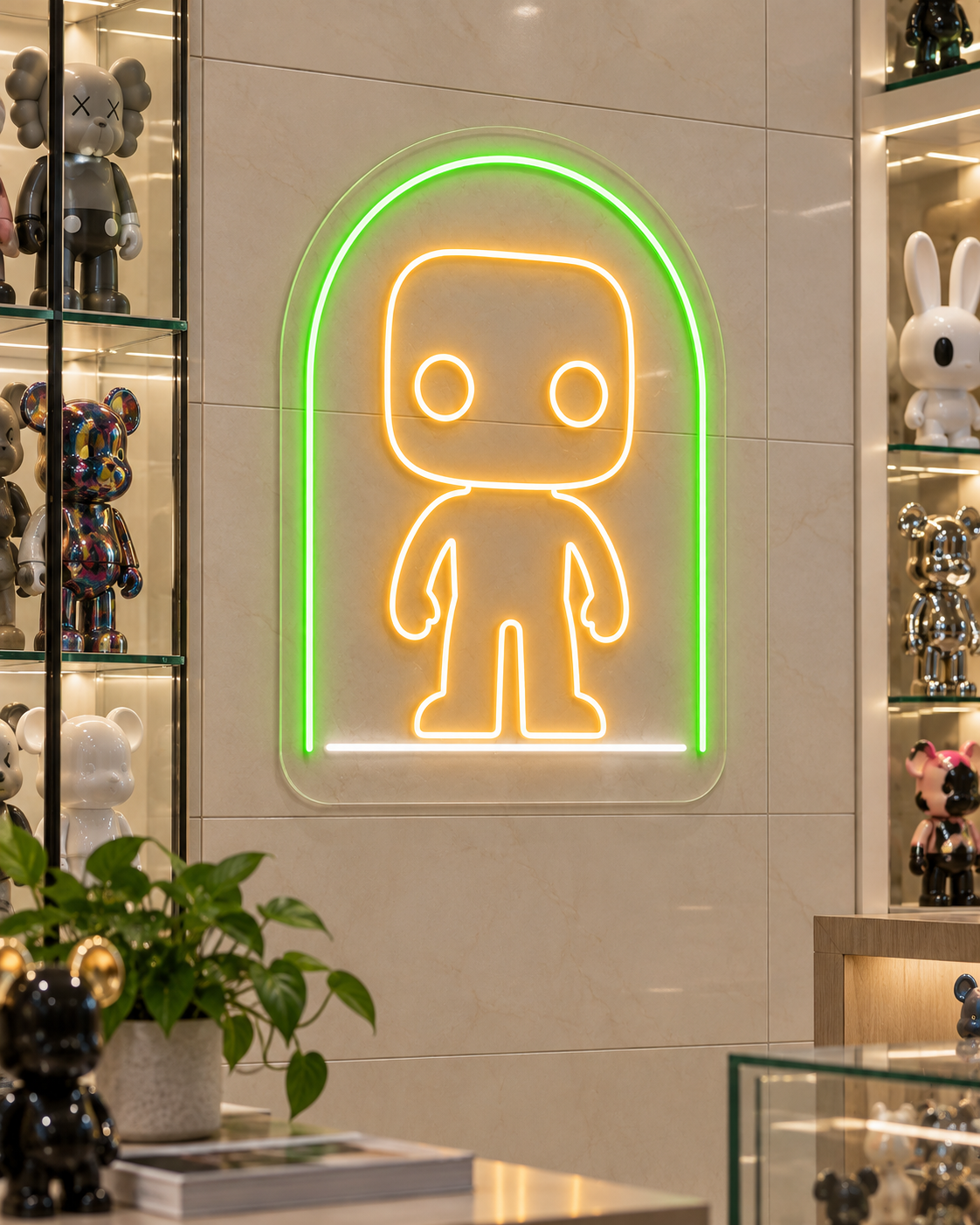 Collectible Figure Display LED Neon Sign for Collectibles Displays - interior setting