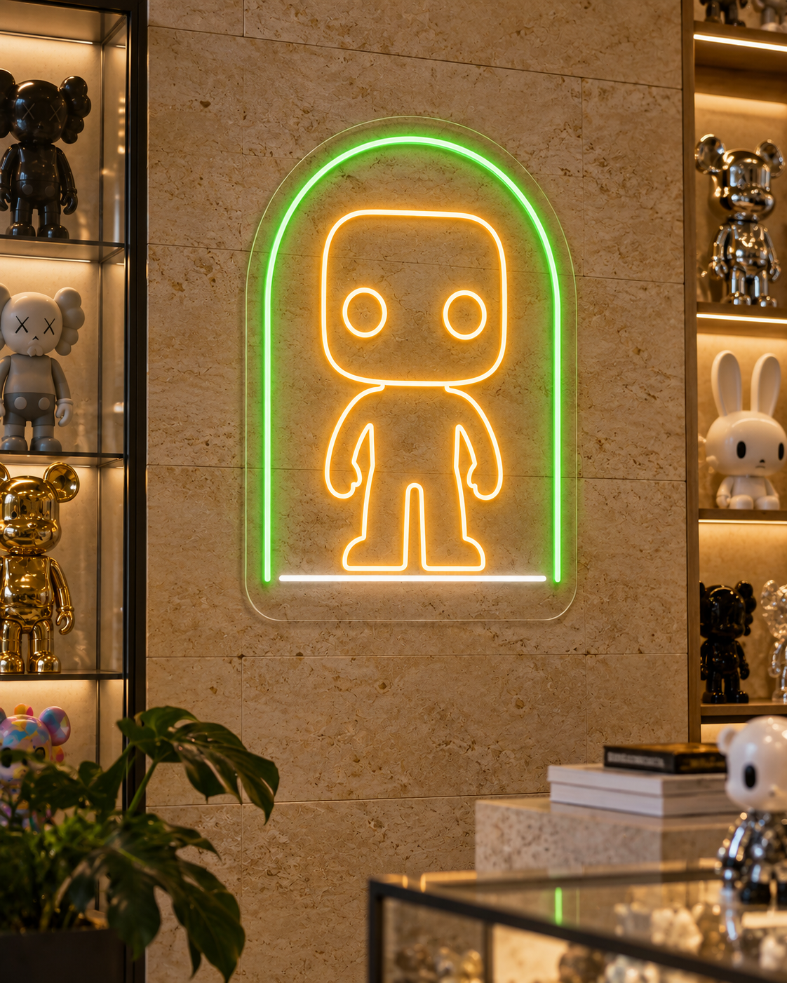 Collectible Figure Display LED Neon Sign for Collectibles Displays - interior setting