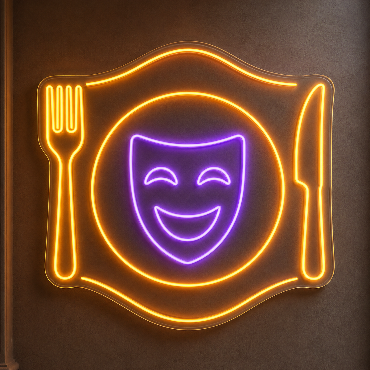 Dinner & Comedy LED Neon Sign for Dinner Theaters - design reference