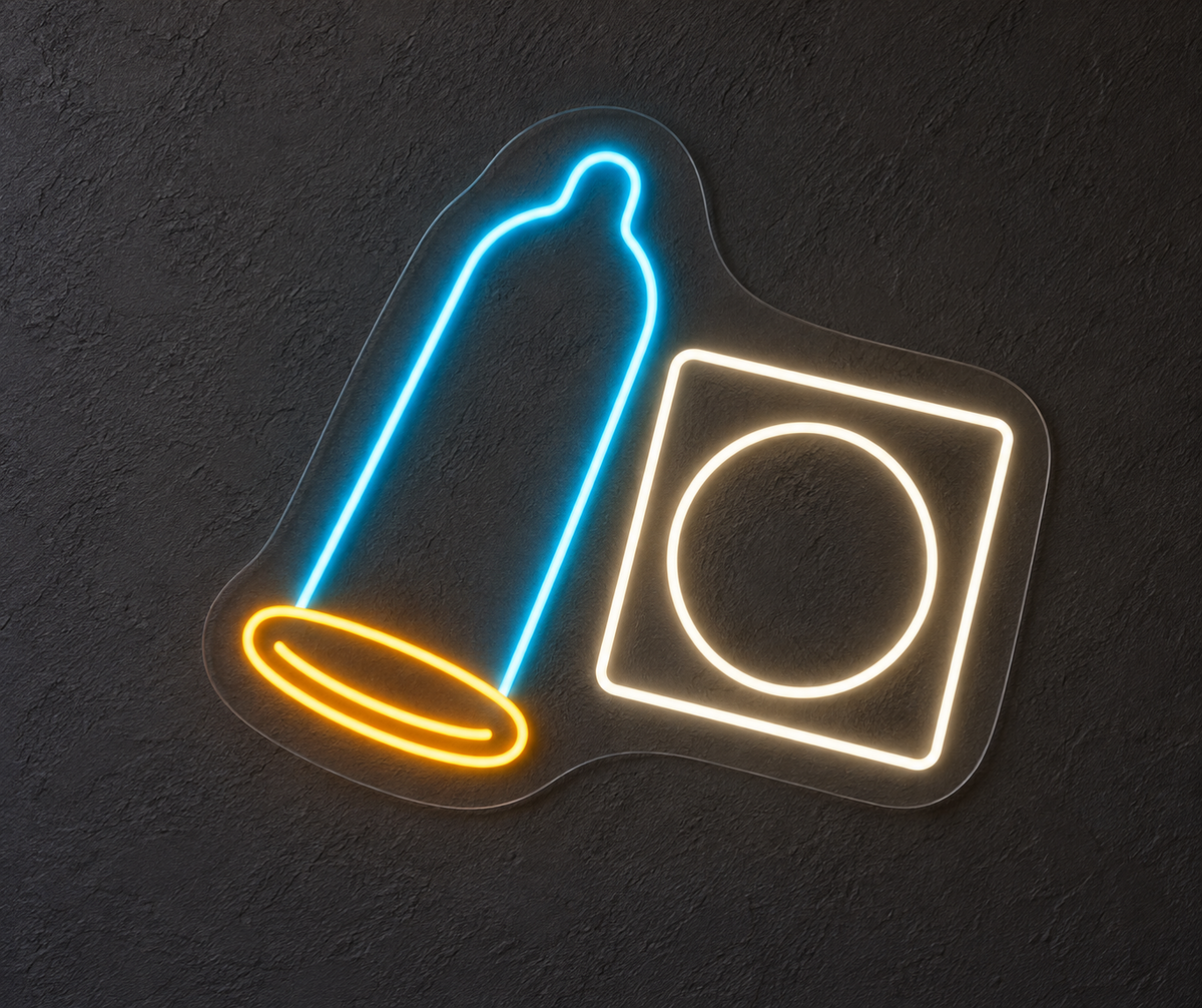Condom & Wrapper LED Neon Sign for Family Planning Clinics - design reference