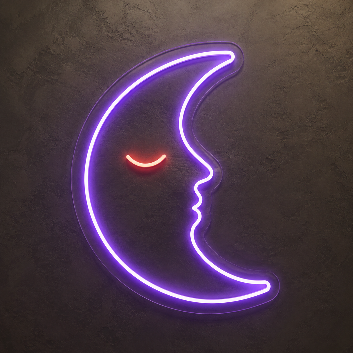 Crescent Moon Face LED Neon Sign for Celestial Spaces - design reference