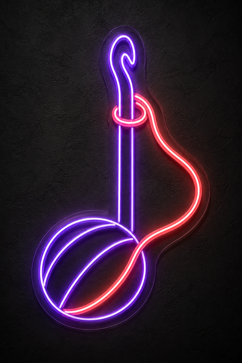 Crochet Hook and Yarn LED Neon Sign for Crochet Spaces - design reference