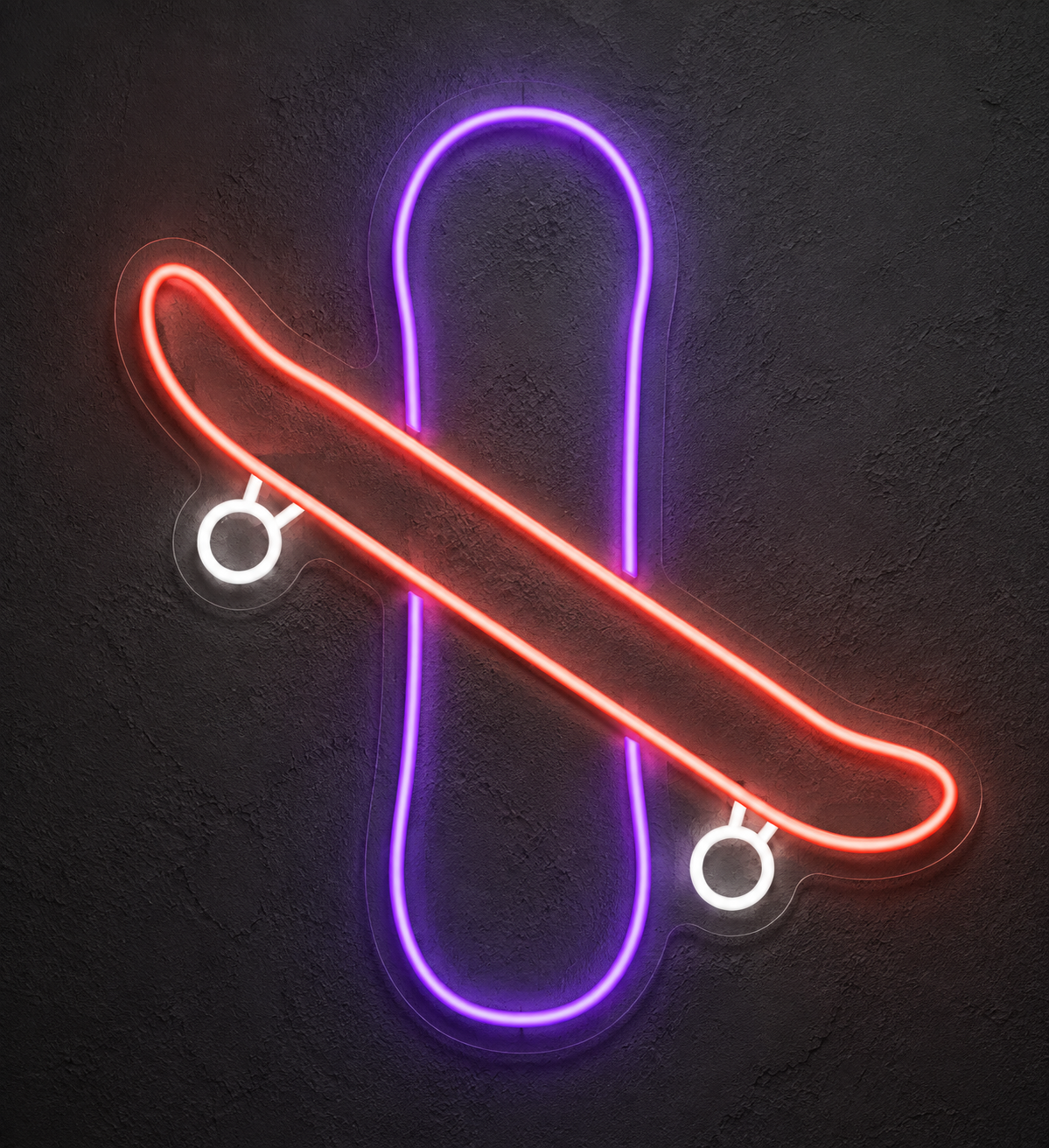 Crossed Skateboards LED Neon Sign for Skate Shops - design reference