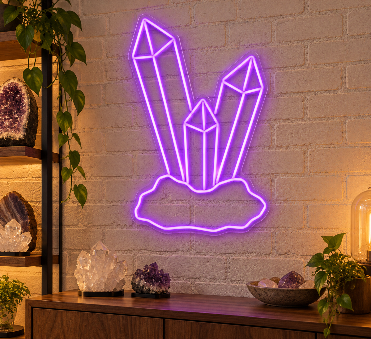 Crystal Cluster LED Neon Sign for Crystal Displays - interior setting