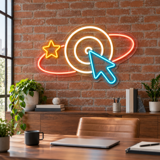 Cursor & Target LED Neon Sign for Marketing Agencies - interior setting