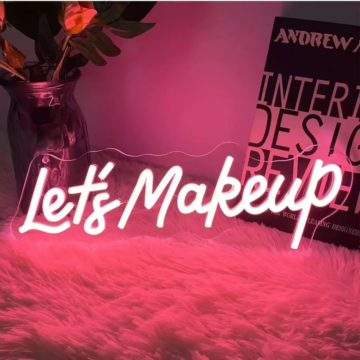 Let’s Makeup LED Neon Sign Beauty Salon Wall Light for Vanity Room Decor