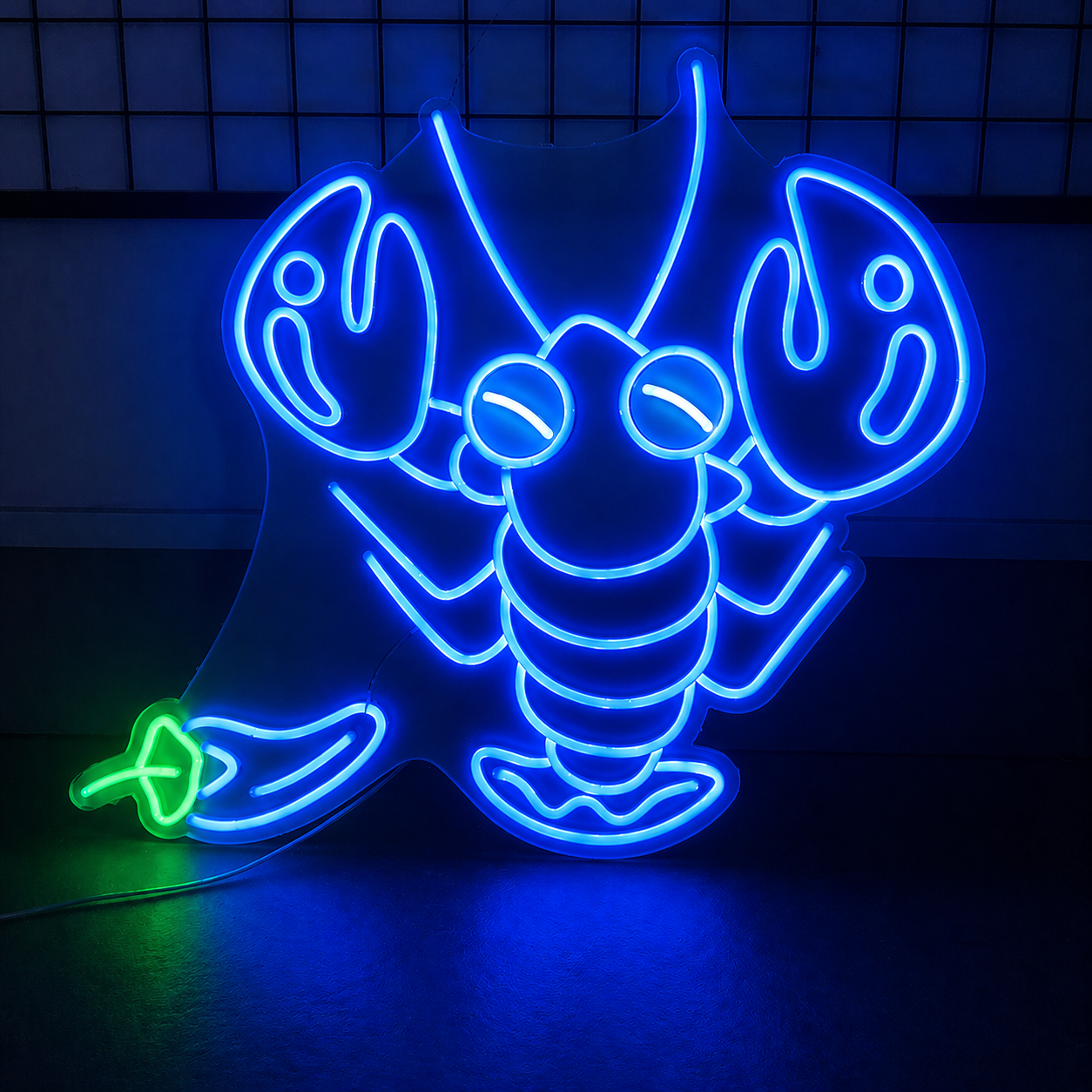 Cute Lobster LED Neon Sign Pink Cartoon Seafood Neon Light Wall Decor for Restaurant Bar Kids Room