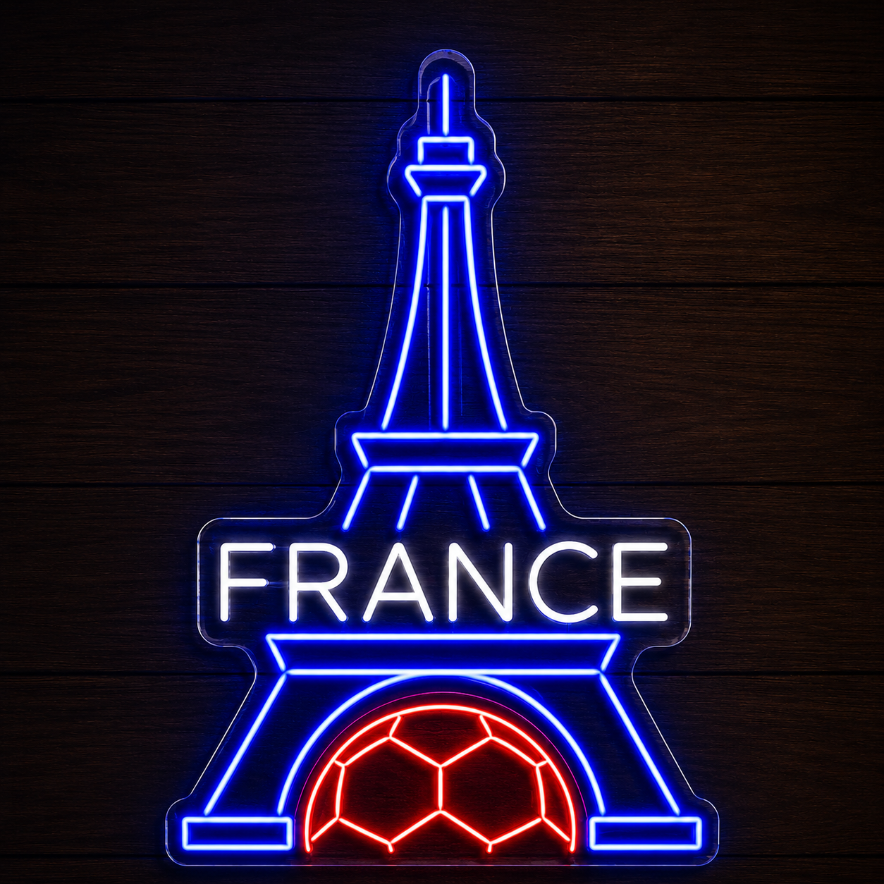 France Eiffel Tower Soccer LED Neon Sign French Football Neon Light Wall Decor for Sports Bar Game Room