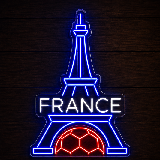 France Eiffel Tower Soccer LED Neon Sign French Football Neon Light Wall Decor for Sports Bar Game Room