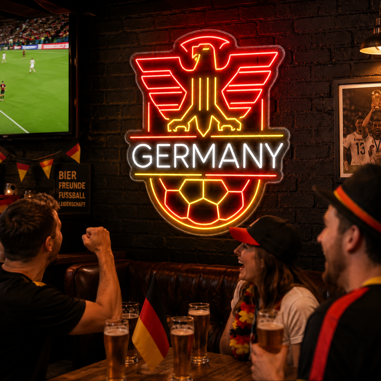 Germany Soccer LED Neon Sign German Eagle Football Neon Light Wall Decor for Sports Bar Game Room