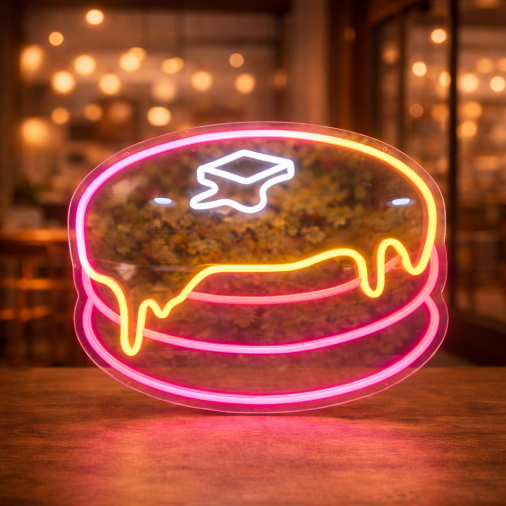 Burger LED Neon Sign Hamburger Neon Light for Restaurant Bar Wall Decor