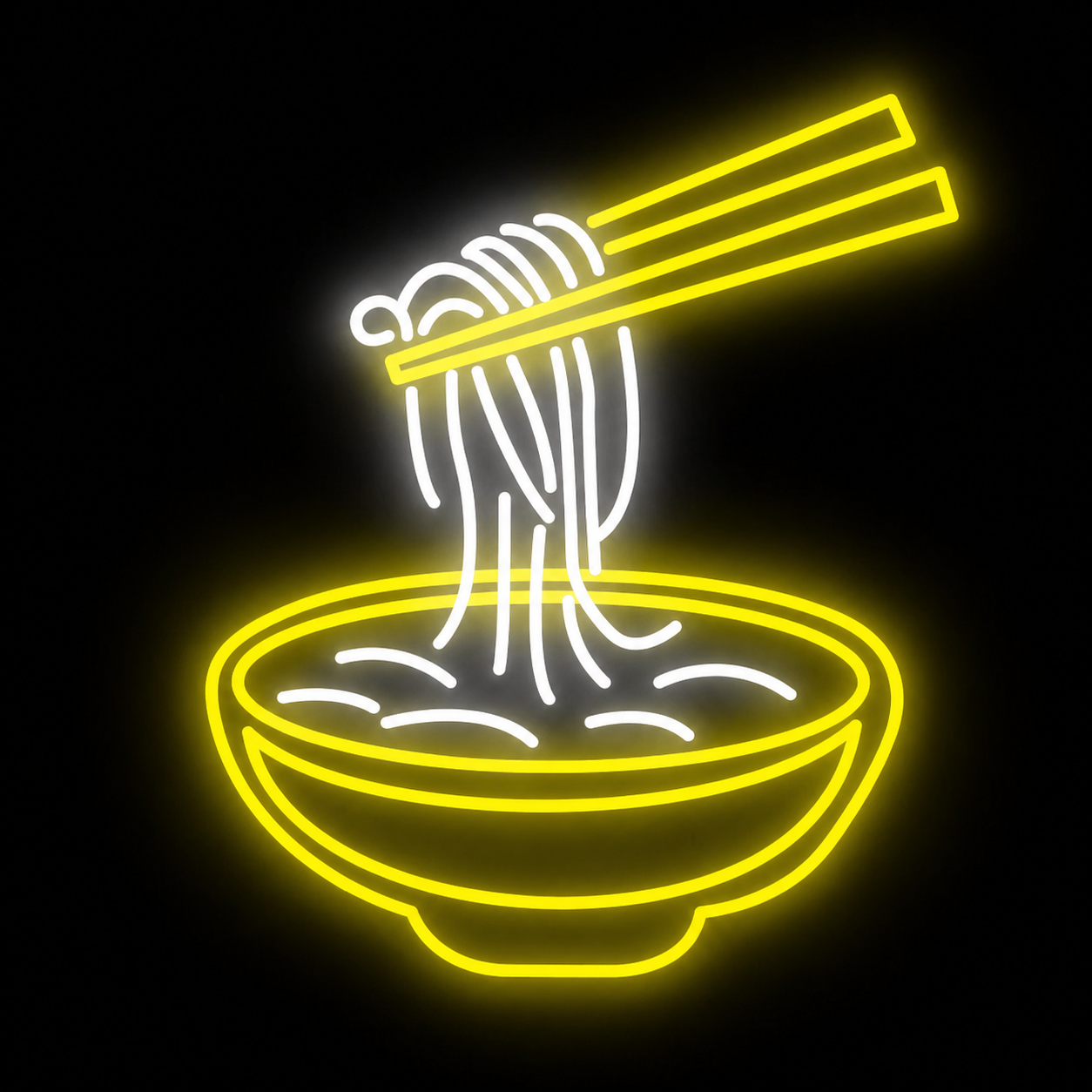 Minimalist Noodle Bowl LED Neon Sign Yellow & White Ramen Neon Light Wall Decor for Restaurant Cafe Kitchen