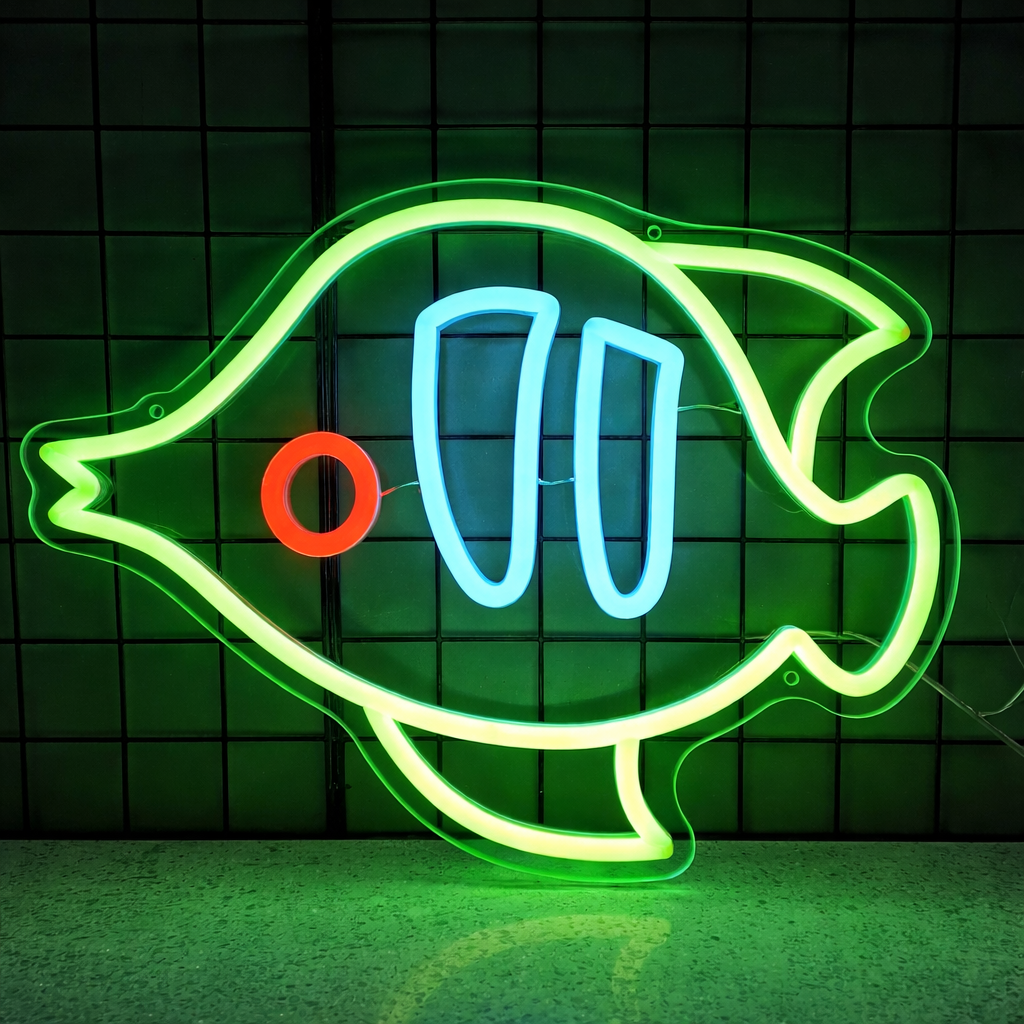 Modern Green Fish LED Neon Sign for Bar Aquarium Wall Decor
