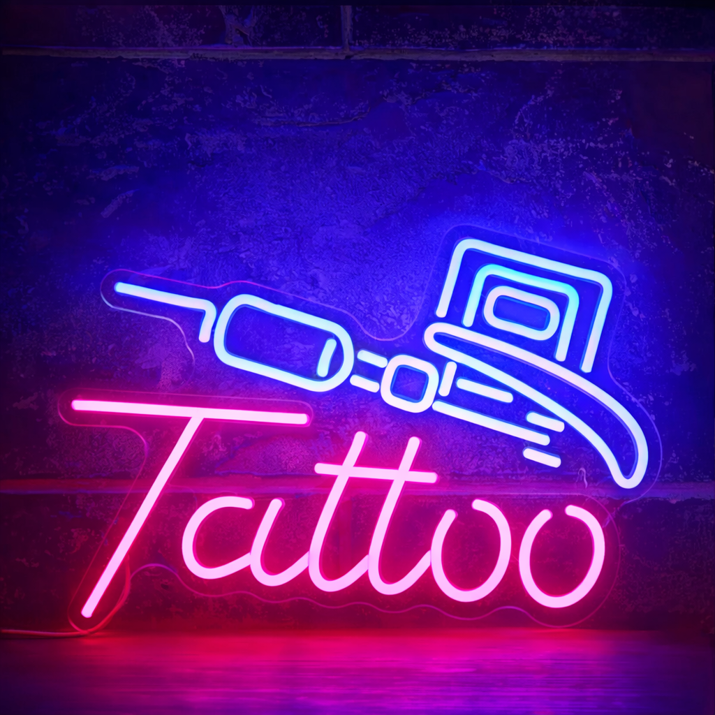 Tattoo Machine Neon Sign LED Light for Tattoo Studio Wall Decor