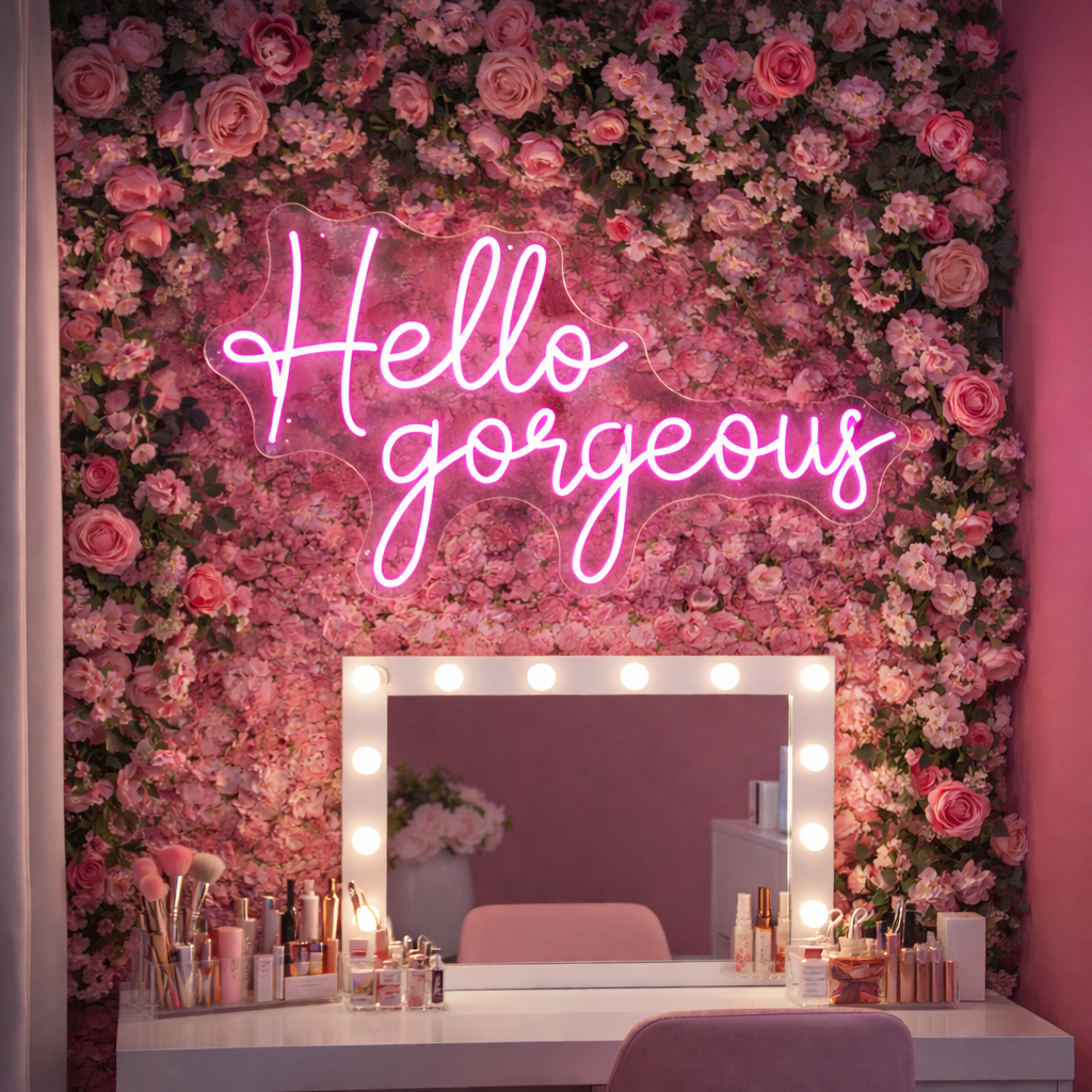 Hello Gorgeous LED Neon Sign Beauty Salon Neon Light for Makeup Room Wall Decor