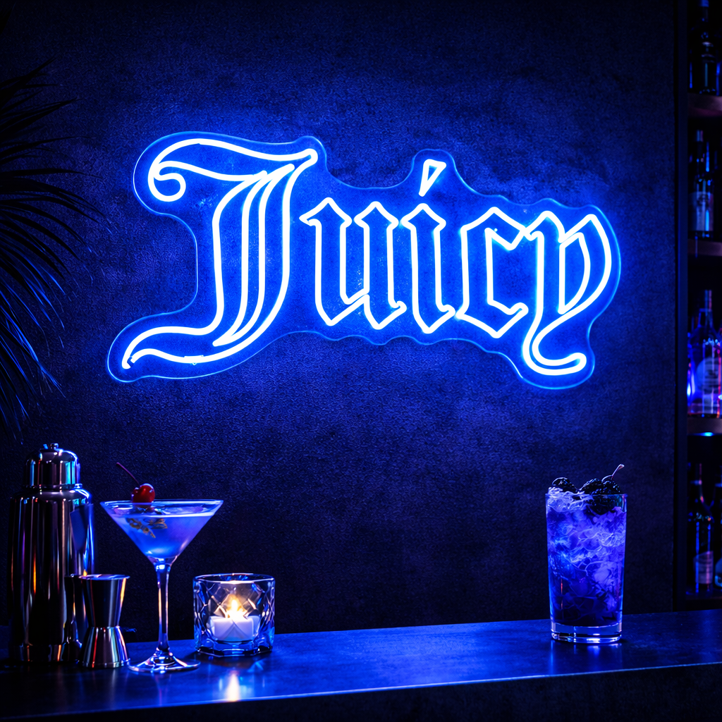 Juicy LED Neon Sign Pink Gothic Neon Light for Bar Room Wall Decor