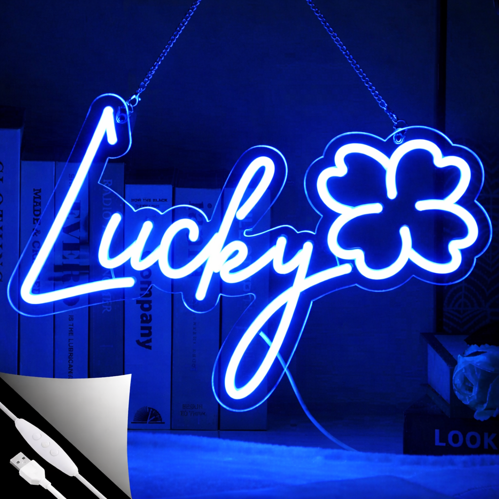 Lucky Clover LED Neon Sign for Home Decor Green Wall Light St. Patrick’s Day Bar Decoration