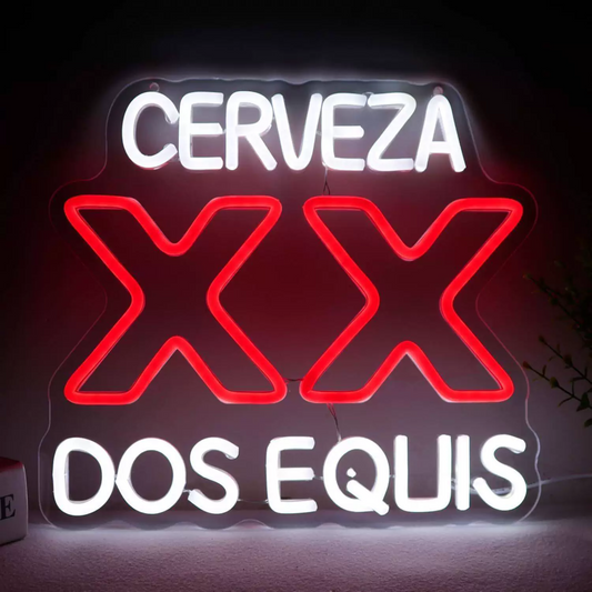 Cerveza XX Beer Bar LED Neon Sign for Pub and Home Bar Decor