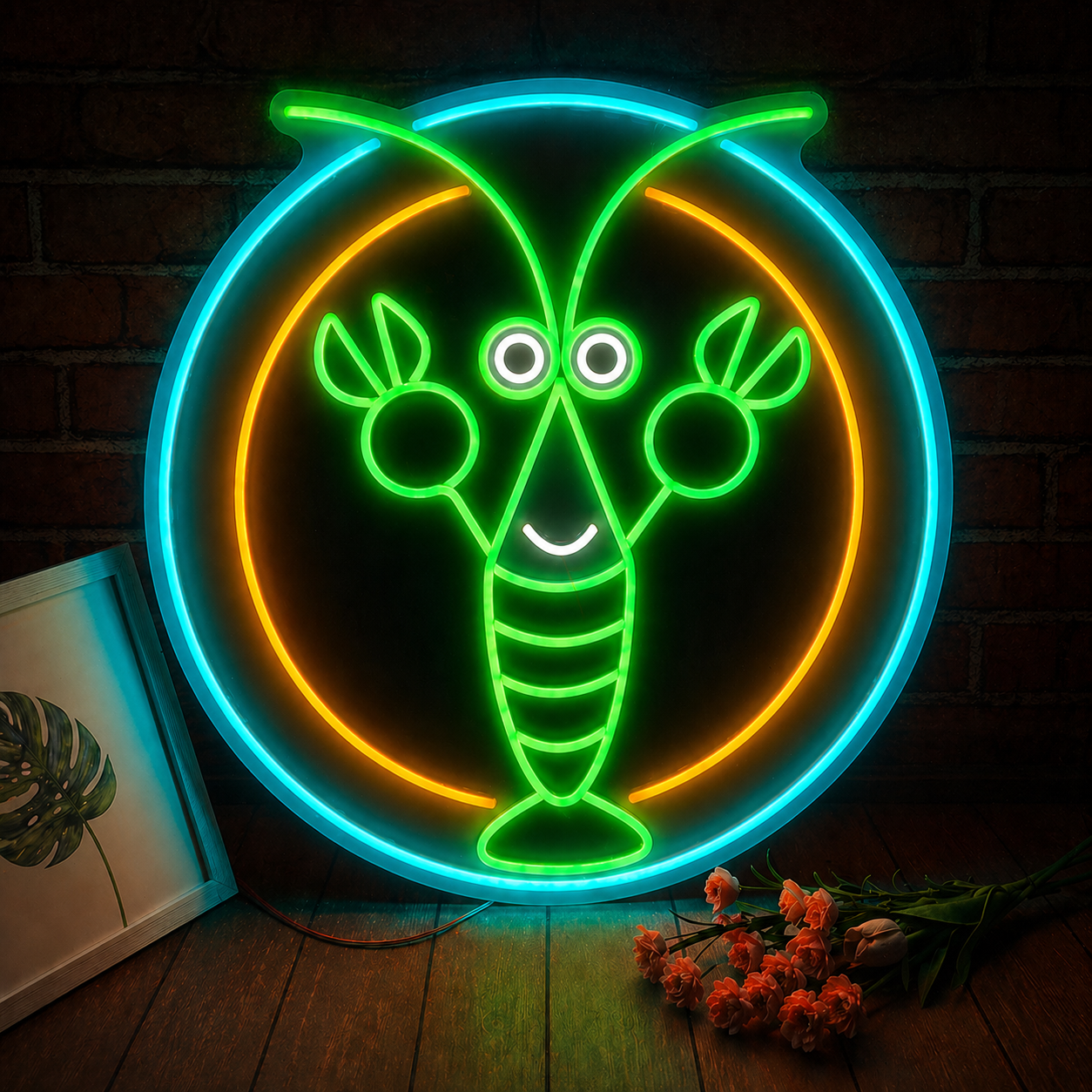 Lobster LED Neon Sign Seafood Neon Light Wall Decor for Restaurant Bar Kitchen Coastal Decor