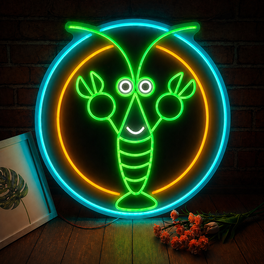 Lobster LED Neon Sign Seafood Neon Light Wall Decor for Restaurant Bar Kitchen Coastal Decor