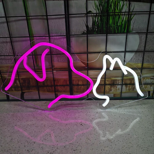 Minimalist Dog & Cat LED Neon Sign for Pet Lovers, Home & Pet Shop Decor