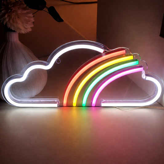 Rainbow Cloud LED Neon Sign for Bedroom Nursery Wall Decor Light