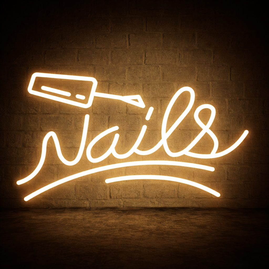 Nails LED Neon Sign Nail Polish Light for Beauty Salon and Nail Studio Decor