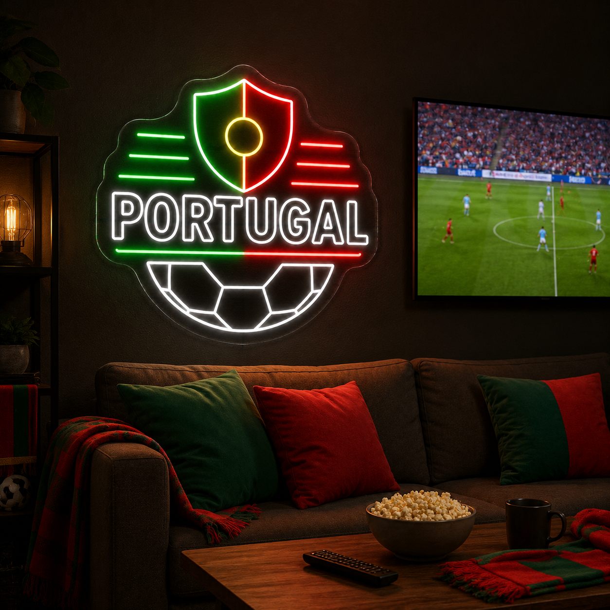 Portugal Soccer LED Neon Sign Football Neon Light Wall Decor for Sports Bar Game Room