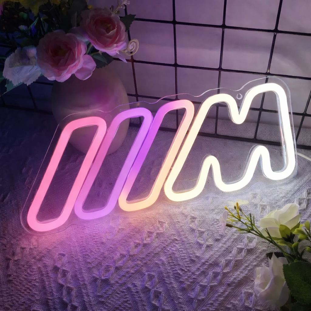 RGB Sport Stripe M Style LED Neon Sign for Garage Car Room Wall Decor