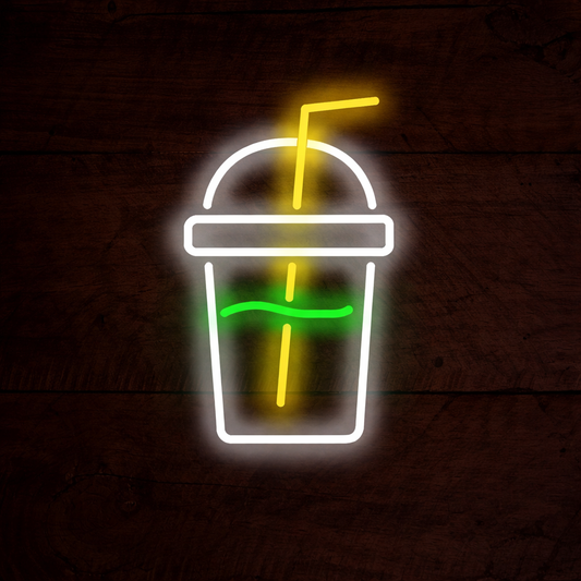 Minimalist Drink Cup LED Neon Sign for Cafe and Juice Bar Decor