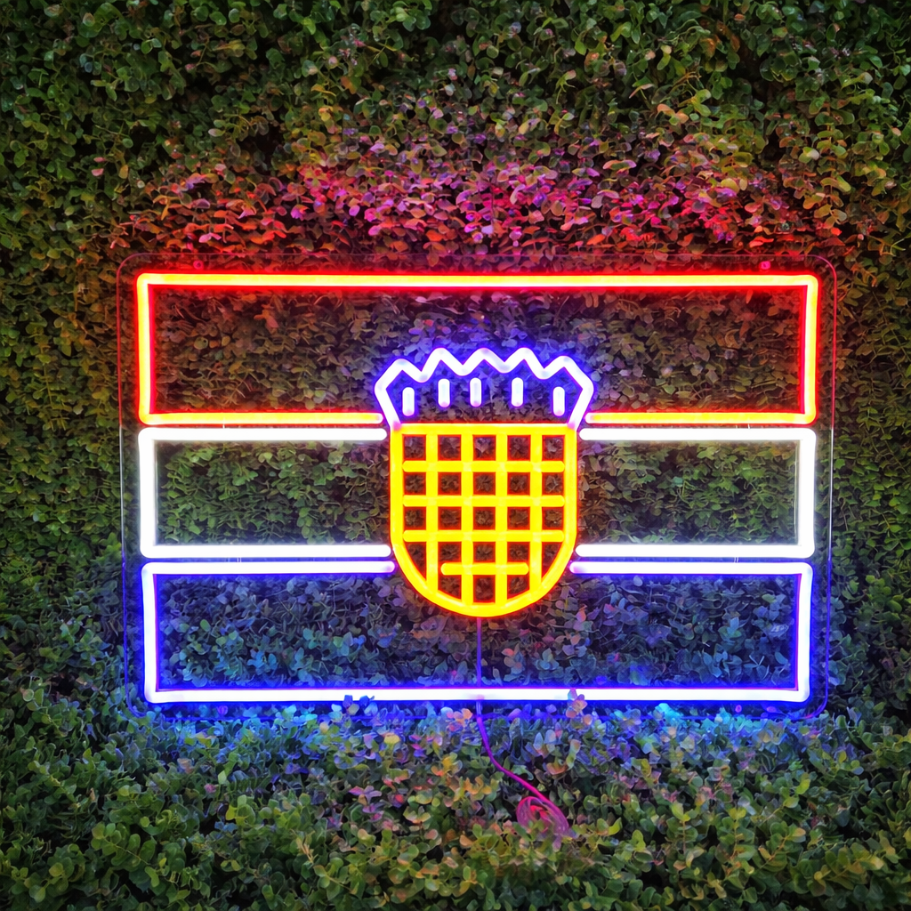Flag Style LED Neon Sign with Crest Design for Wall Decor Room Light
