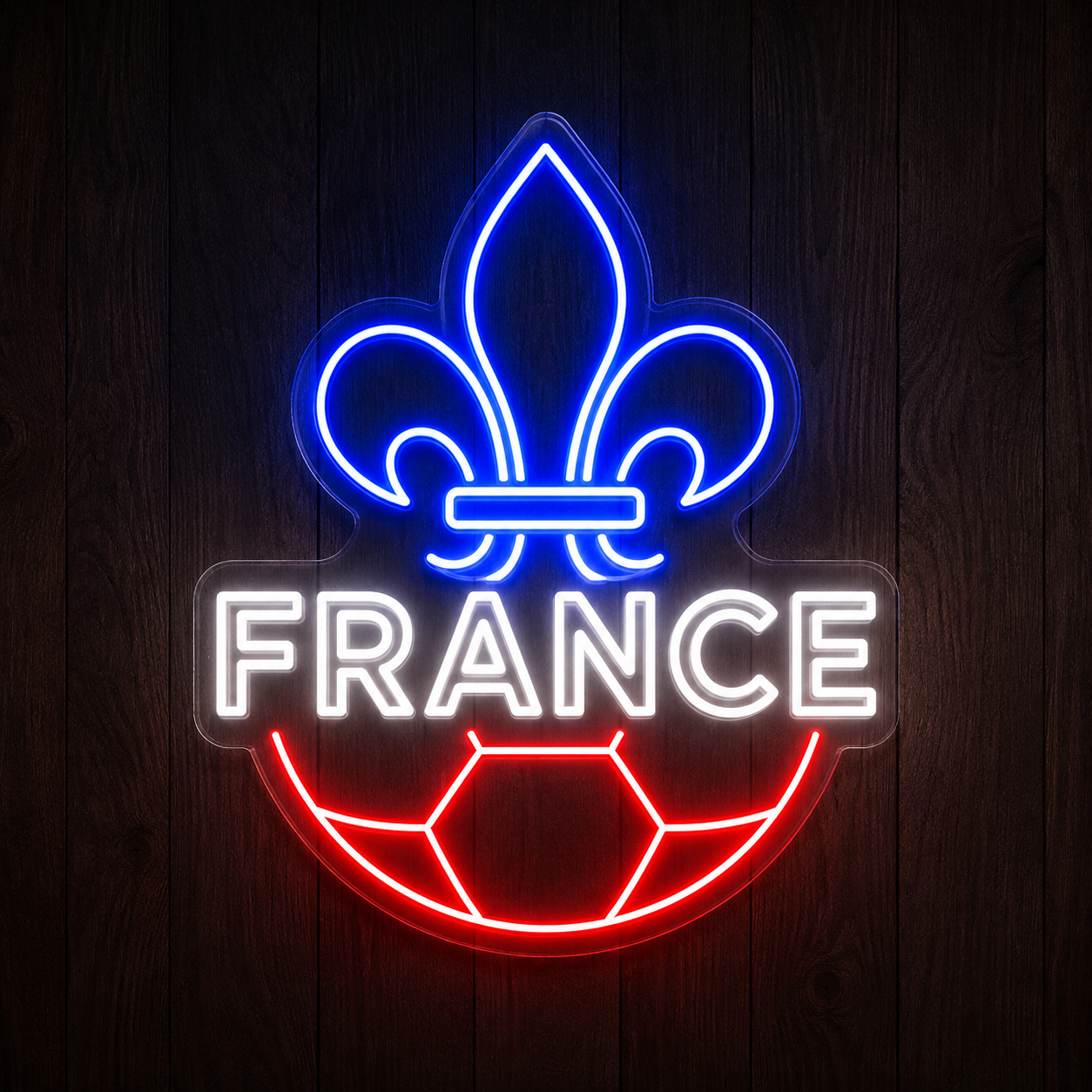 France Fleur De Lis Soccer LED Neon Sign French Football Neon Light Wall Decor for Sports Bar Game Room
