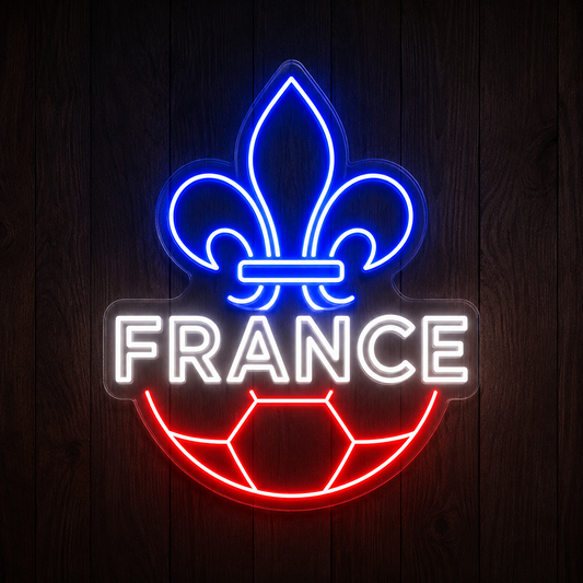 France Fleur De Lis Soccer LED Neon Sign French Football Neon Light Wall Decor for Sports Bar Game Room