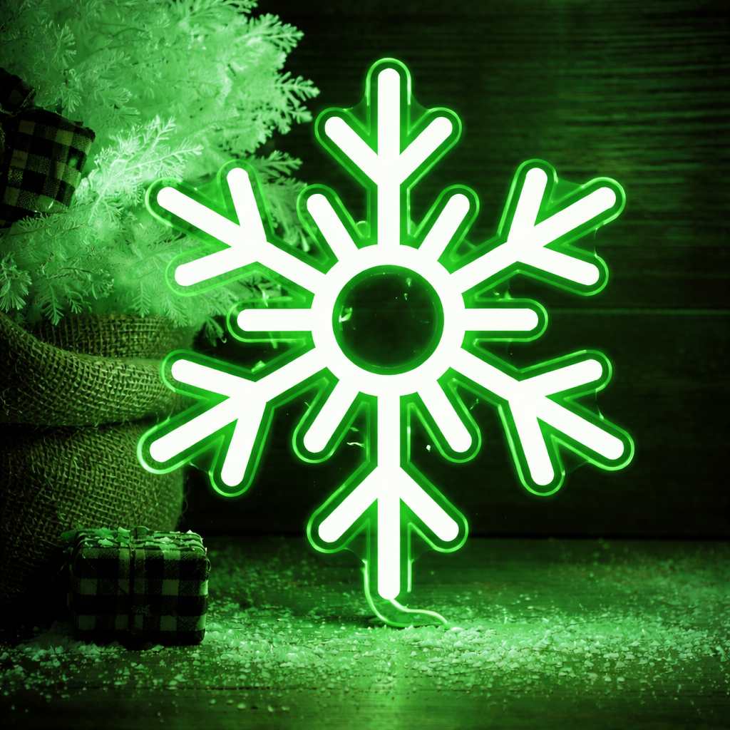 LED Snowflake Neon Sign Blue Wall Light for Christmas Décor