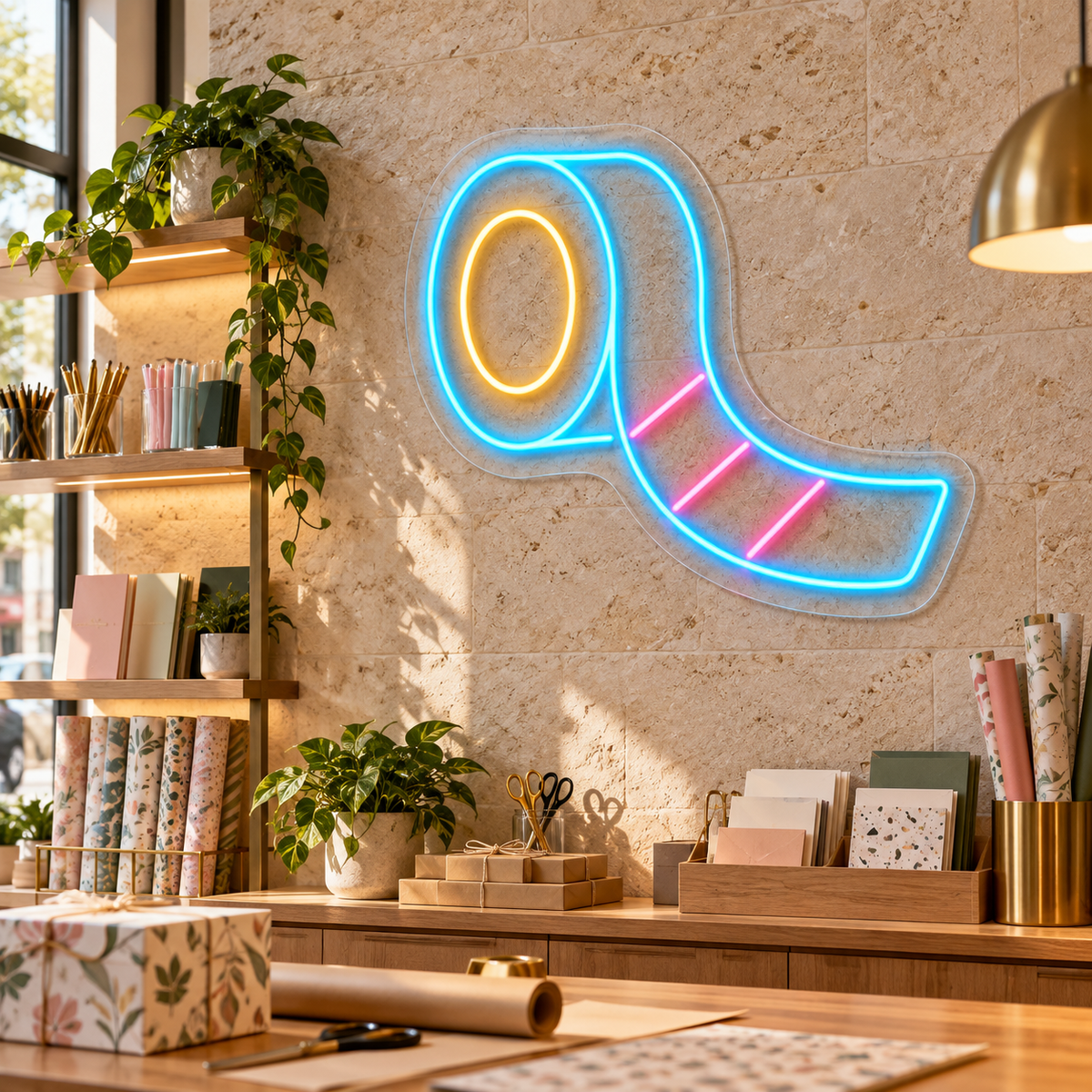 Decorative Tape Roll LED Neon Sign for Paper Crafts - interior setting