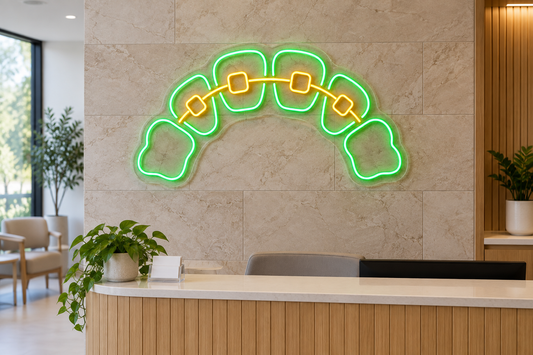 Dental Arch & Braces LED Neon Sign for Orthodontic Clinics - interior setting