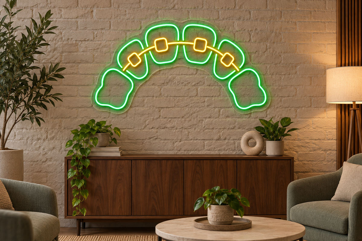 Dental Arch & Braces LED Neon Sign for Orthodontic Clinics - interior setting