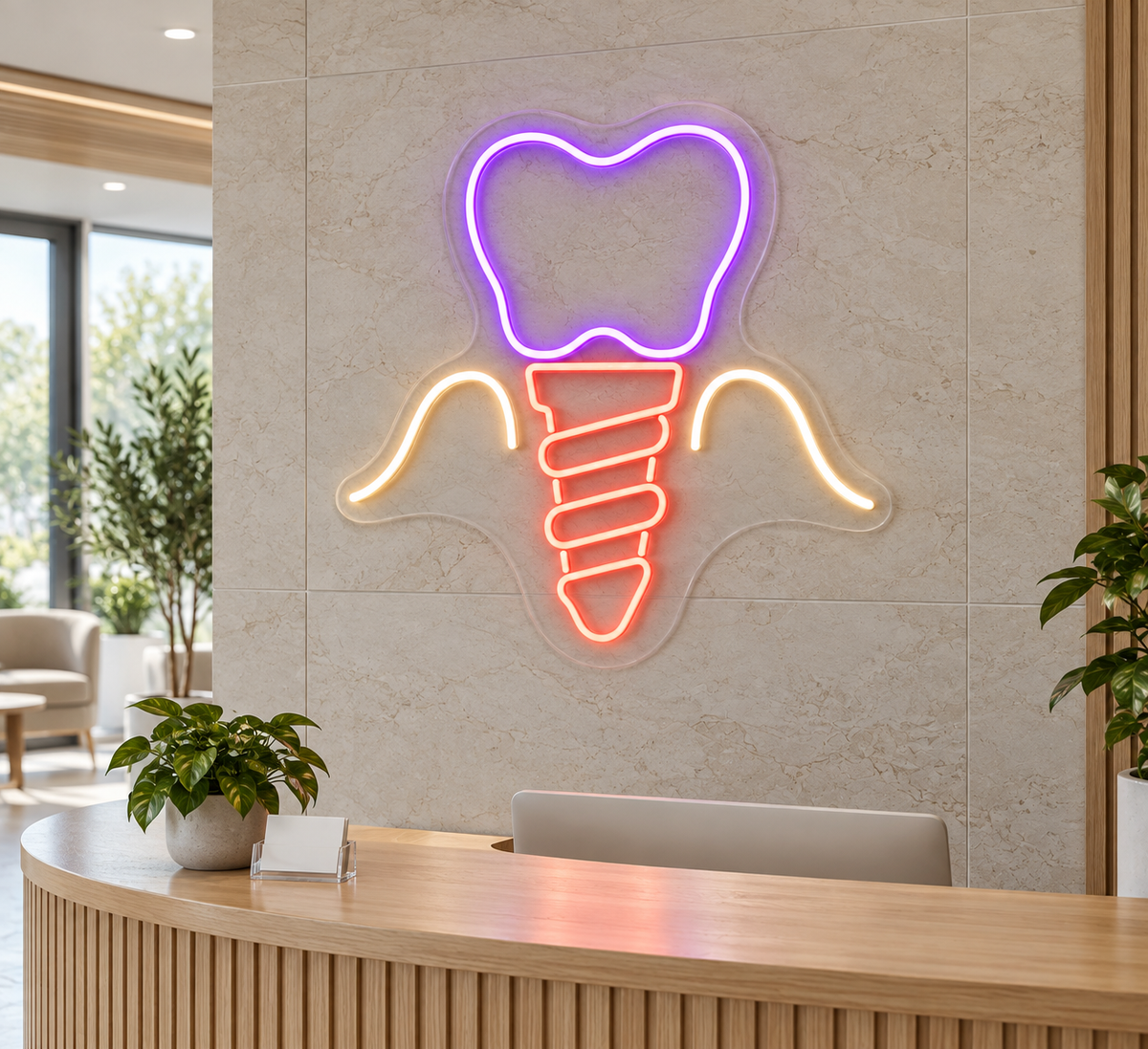 Dental Implant LED Neon Sign for Oral Surgery Centers - interior setting